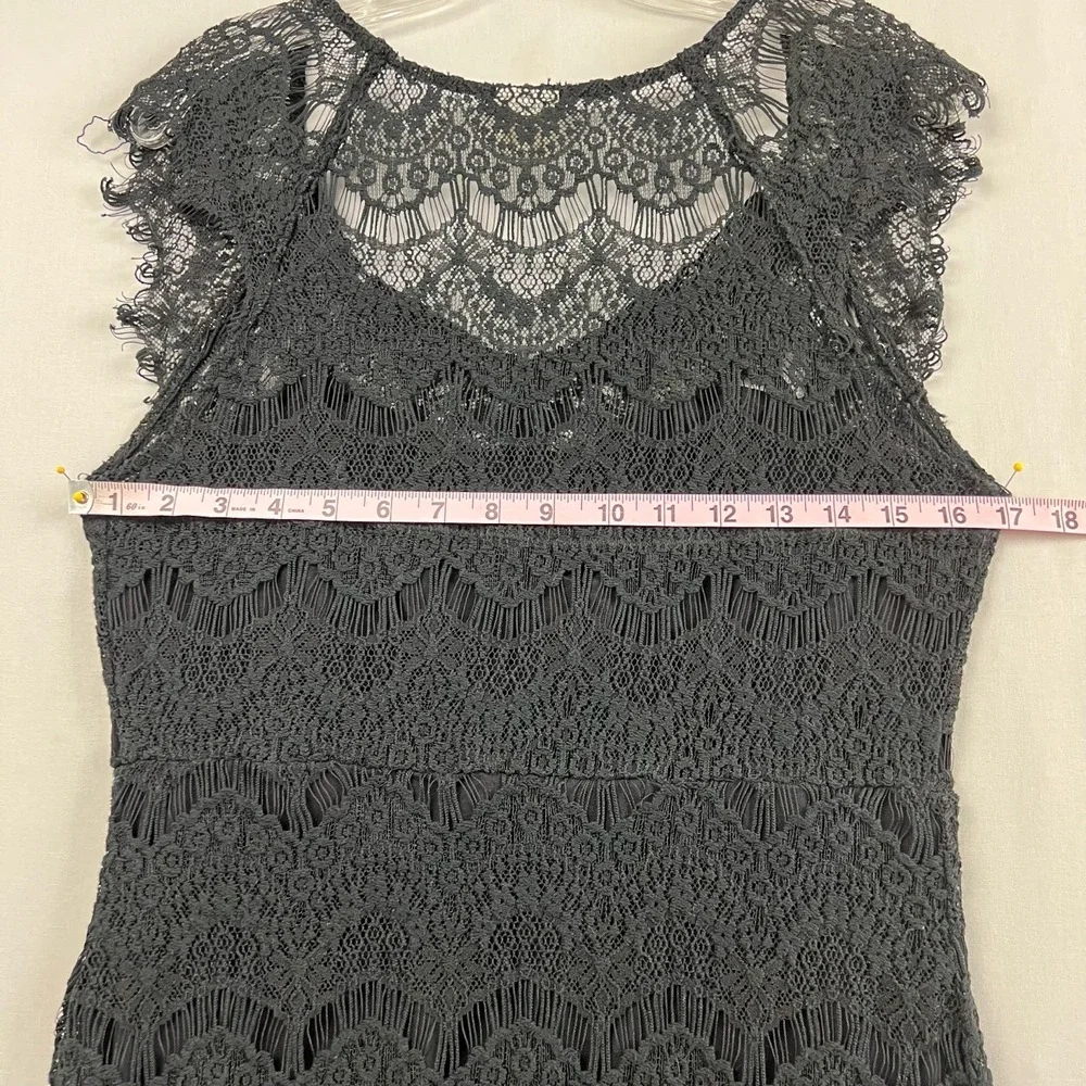 Intimately Free People Dress Womens Large Black Lace High Low Scallop Hem
